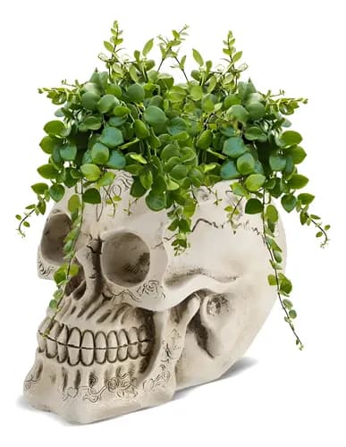 Macetero Gothic Skull Style Craneo - A Pedido_exkarg Blanco