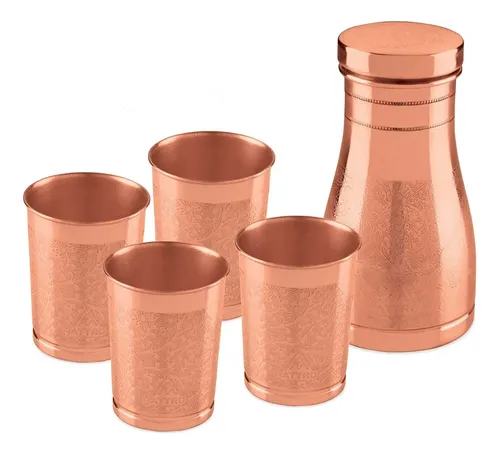 Botella De Agua 950 Ml. Puro Cobre + Vasos - A Pedido Cobre