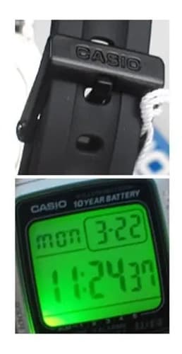 Reloj Casio F201 9a Unisex Digital Correa Resina Negro Color Del Bisel Dorado 3