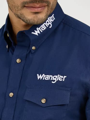 Camisa Hombre Wrangler Logo - A Pedido_exkarg Azul M 4