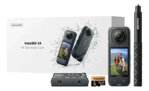 Insta360 X4 Adventure Bundle 8k 256gb Bateria Palo Invisible Negro 3