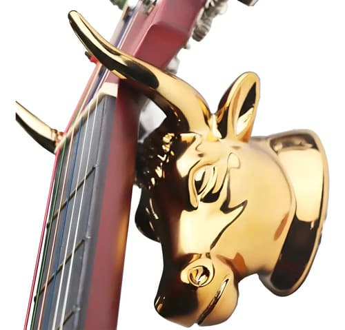 Soporte De Pared P/guitarra Cabeza De Toro - A Pedido_exkarg Dorado