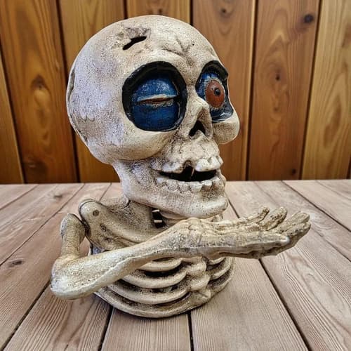 Alcancia Mecánica De Hierro De Calavera Tuerta - A Pedido X 2