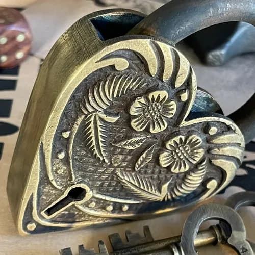 Candado Victorian Ornate Heart - A Pedido_exkarg Dorado 4