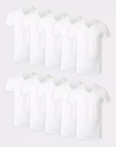 Pack Hanes Remeras Comfortsoft Cuello V - A Pedido_exkarg Blanco M 4