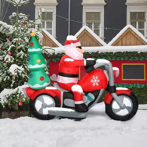 Papa Noel Inflable En Moto + Arbol - A Pedido_exkarg Rojo 5