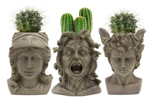 Set 3 Mini Macetas Athena/medusa/perseus - A Pedido_exkarg Gris