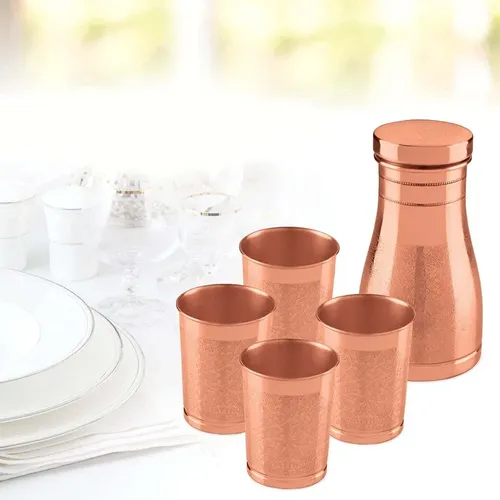 Botella De Agua 950 Ml. Puro Cobre + Vasos - A Pedido Cobre 3