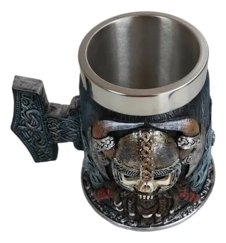 Taza De Cafe Gothic Viking Horned Warrior - A Pedido_exkarg Azul 3