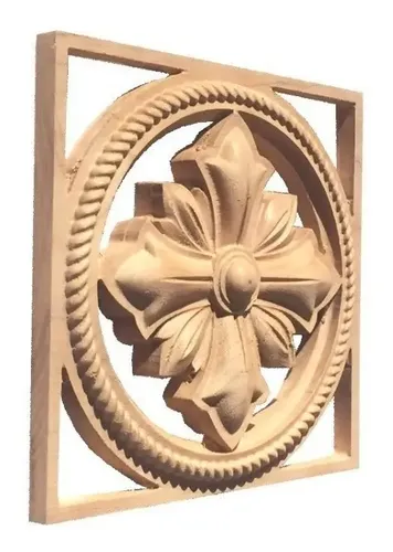 Escultura Solid Hardwood Carved Square - A Pedido_exkarg Marrón 3