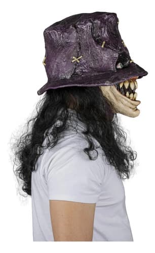Máscara Vudú Sacerdote Pelo Largo Ghoulish Creepy Halloween Violeta 3