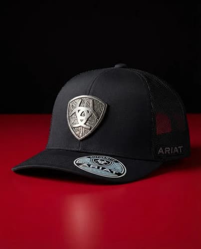 Gorra Ariat Mens Metal Shield - A Pedido Negro M 4