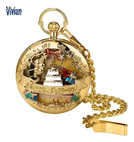 Reloj De Bolsillo De Cuarzo Caja Musical - A Pedido_exkarg Dorado 4