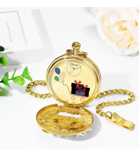 Reloj De Bolsillo De Cuarzo Caja Musical - A Pedido_exkarg Dorado