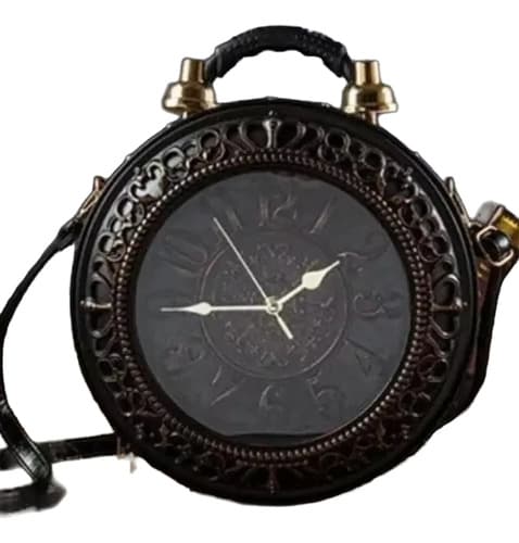 Cartera Real Alarm Clock Vintage - A Pedido_exkarg Negro