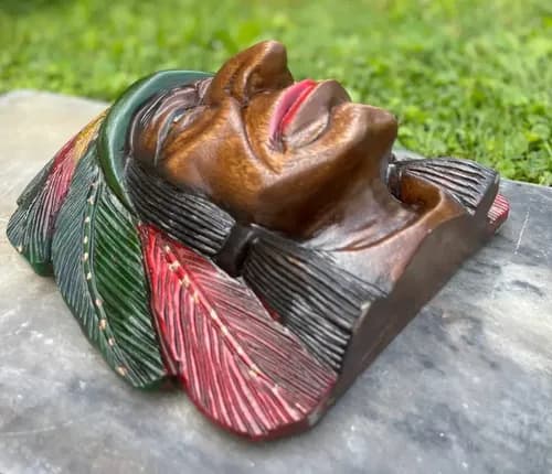 Cabeza Decorativa Madera Jefe Indio - A Pedido_exkarg Marrón 4