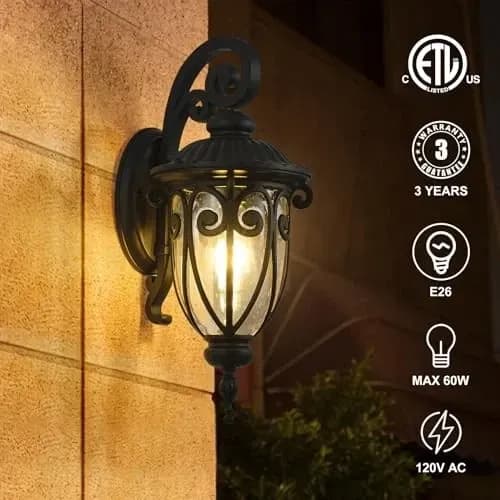 Farol Antique Black Outdoor Wall Light Fixture - A Pedido Negro 6