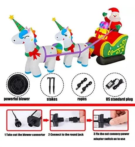Papa Noel + Trineo Y Unicornios - A Pedido_exkarg Rojo 3