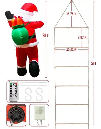 Papa Noel Inflable Escalera - A Pedido_exkarg Rojo 4
