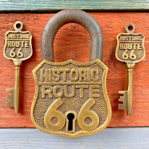 Candado Historic Route 66 - A Pedido_exkarg Dorado 2