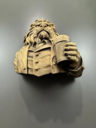 Estatua Decorativa De Pared Leon Bebiendo - A Pedido Dorado 3
