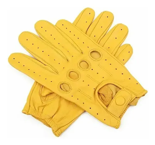 Guantes De Cuero Para Conduccion  - A Pedido_exkarg Blanco Liso Con Perforaciones 2