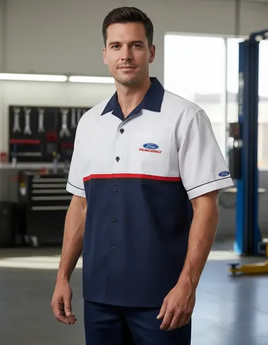 Camisa Hombre Ford Racing Pit Mechanic - A Pedido_exkarg Blanco M