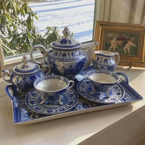 Juego De Té De Porcelana Liberty Blue - A Pedido Azul 6