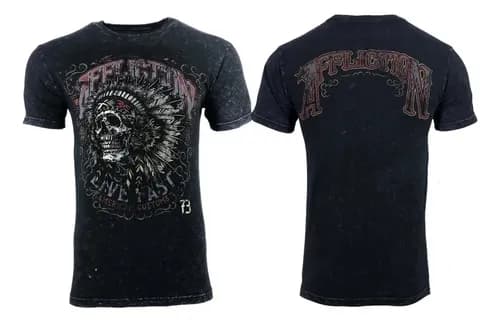 Remera Affliction Iroquois Black - A Pedido_exkarg Negro 38 2