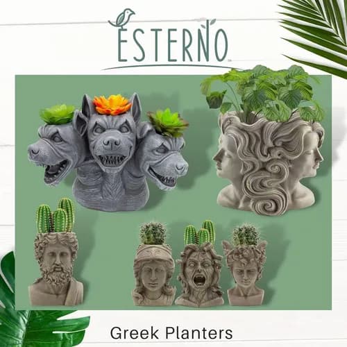 Maceta Decorativa Zeus Esterno Mini 12.4cm Resina Gris Gris 9
