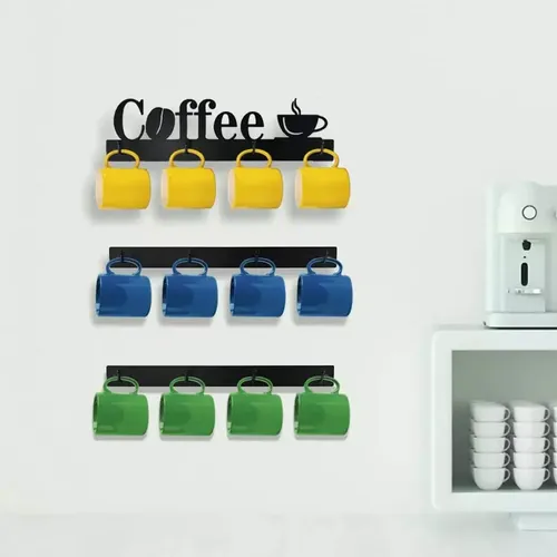 Soporte De Pared Para Tazas De Café - A Pedido_exkarg Negro 3