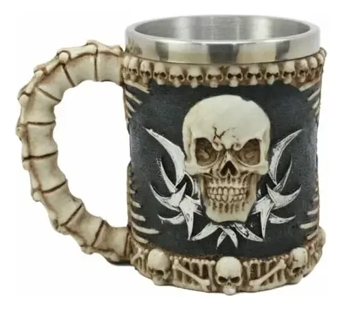 Taza De Cafe Evil Grinning Tribal Skull - A Pedido_exkarg Negro