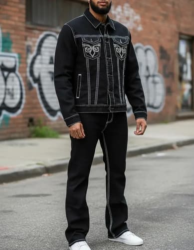 Campera Affliction Men's Denim - A Pedido_exkarg Negro 38