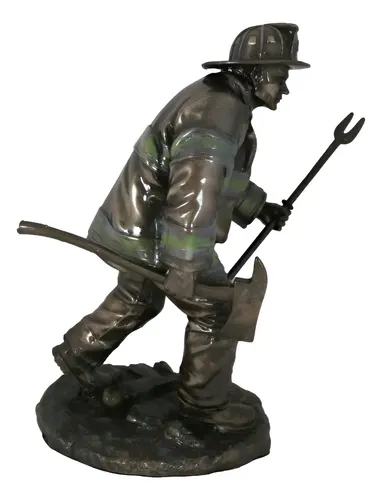Estatua Bombero Fireman With Fire Axe - A Pedido_exkarg Bronce