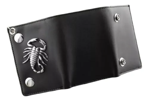 Billetera Men's Boys Real Leather Biker - A Pedido_exkarg Negro X