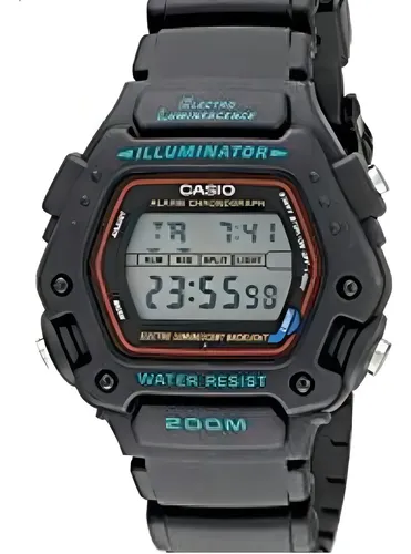 Reloj Casio Dw290 Alarma Luz Temporizador Cronometro Negro Gris
