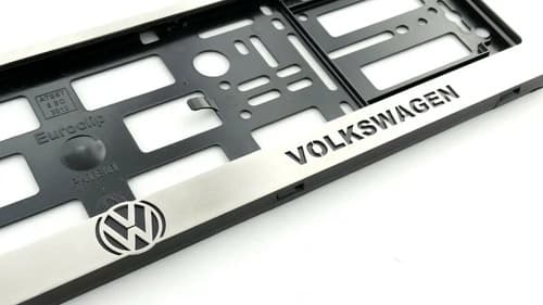 Porta Patente Volkswagen Metal Frame - A Pedido_exkarg Plateado Y Negro