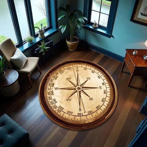 Alfombra Retro Compass Medallion - A Pedido_exkarg 90 Cm