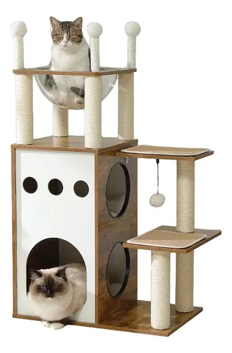 Rascador Moderno De Madera Para Gatos - A Pedido_exkarg Marrón