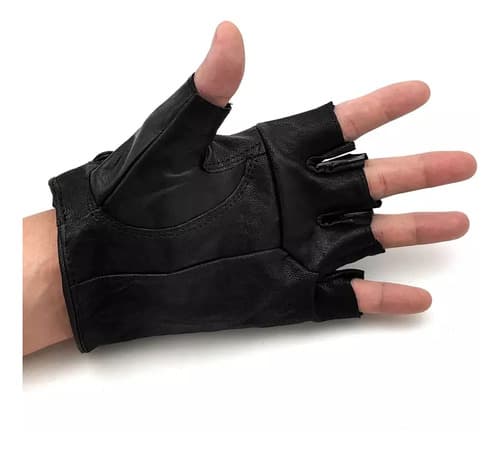Guantes Cuero Punk Sin Dedos - A Pedido_exkarg Negro