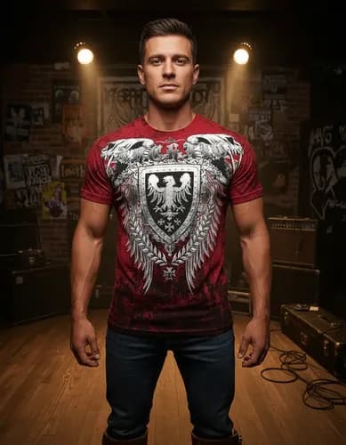 Remera Affliction Ruse Wings Skull - A Pedido_exkarg Rojo 38