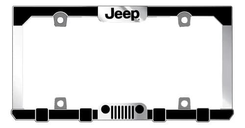 Portapatente Jeep Original - A Pedido_exkarg Cromado Y Negro