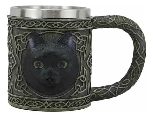 Taza De Cafe Mystical Black Cat Witching - A Pedido_exkarg Gris