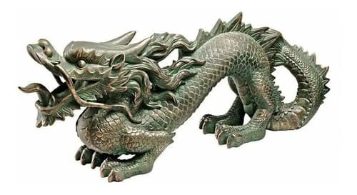 Adorno Decorativo Katlot Asian Dragon - A Pedido_exkarg Bronce Con Pátina Verde