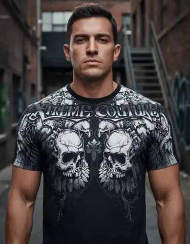 Remera Affliction Prey Biker Tattoo - A Pedido_exkarg Negro 38