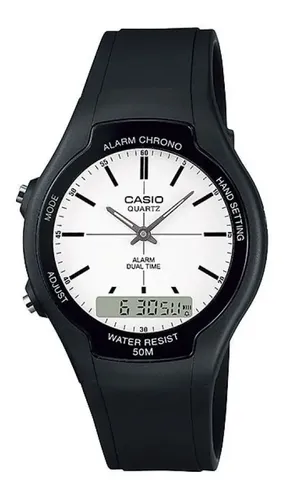 Reloj Casio Digital/analógico Para Hombre Con Correa De Resina Negra Negro