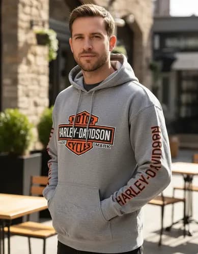 Hoodie Harley-davidson Men's Bar - A Pedido_exkarg M Gris
