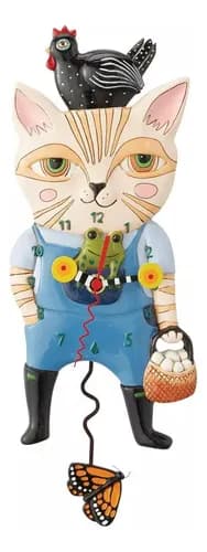 Reloj De Pared Allen Disigns Country Cat - A Pedido_exkarg Blanco