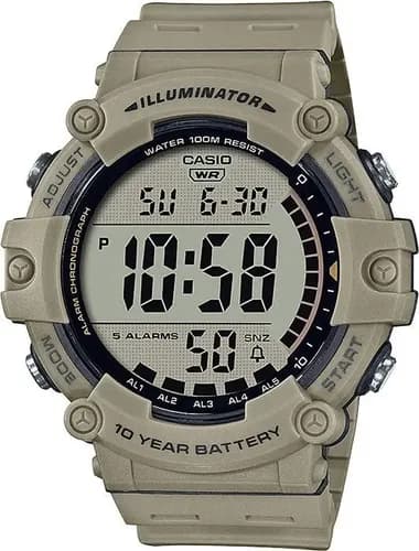 Reloj Casio Iluminator Ae-1500wh-5avef 100% Original Y Color De La Malla Caqui Color Del Bisel Caqui Color Del Fondo Claro Café