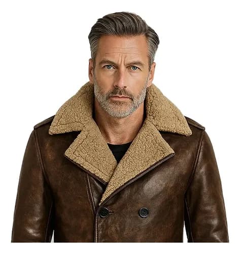 Abrigo Cuero Vintage Hecho A Mano Hombre - A Pedido Marrón 38